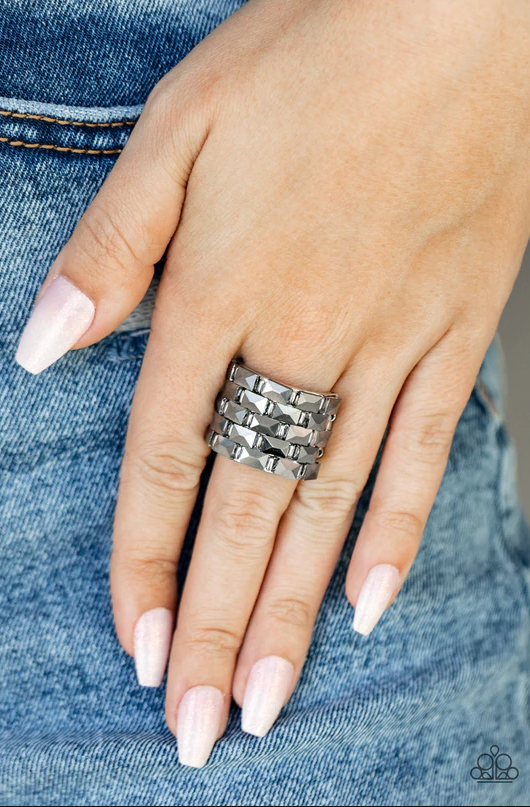 Checkered Couture Silver Ring