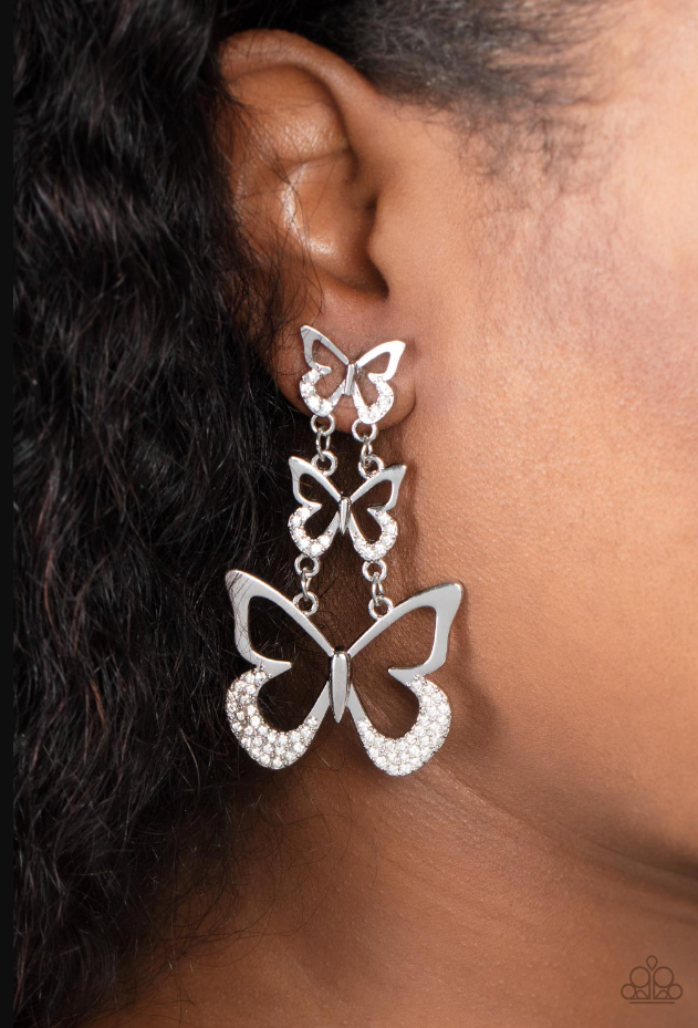 Flamboyant Flutter White Post Earrings