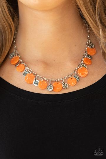 Flower Powered Orange Necklace