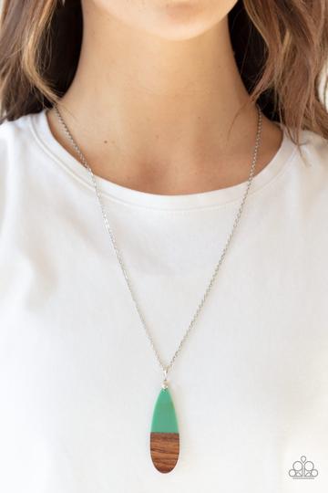 Going Overboard Green Wood Necklace