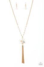 Load image into Gallery viewer, Uniquely Uptown Pearly White Beads &amp; Rhinestones Gold Necklace
