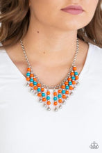 Load image into Gallery viewer, Your Sundaes Best Orange, Blue and Silver Bead Necklace

